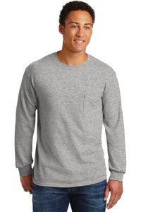 Gildan? - Ultra Cotton? 100% US Cotton Long Sleeve T-Shirt with Pocket.  2410