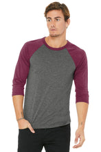 BELLA+CANVAS ?? Unisex 3/4-Sleeve Baseball Tee. BC3200