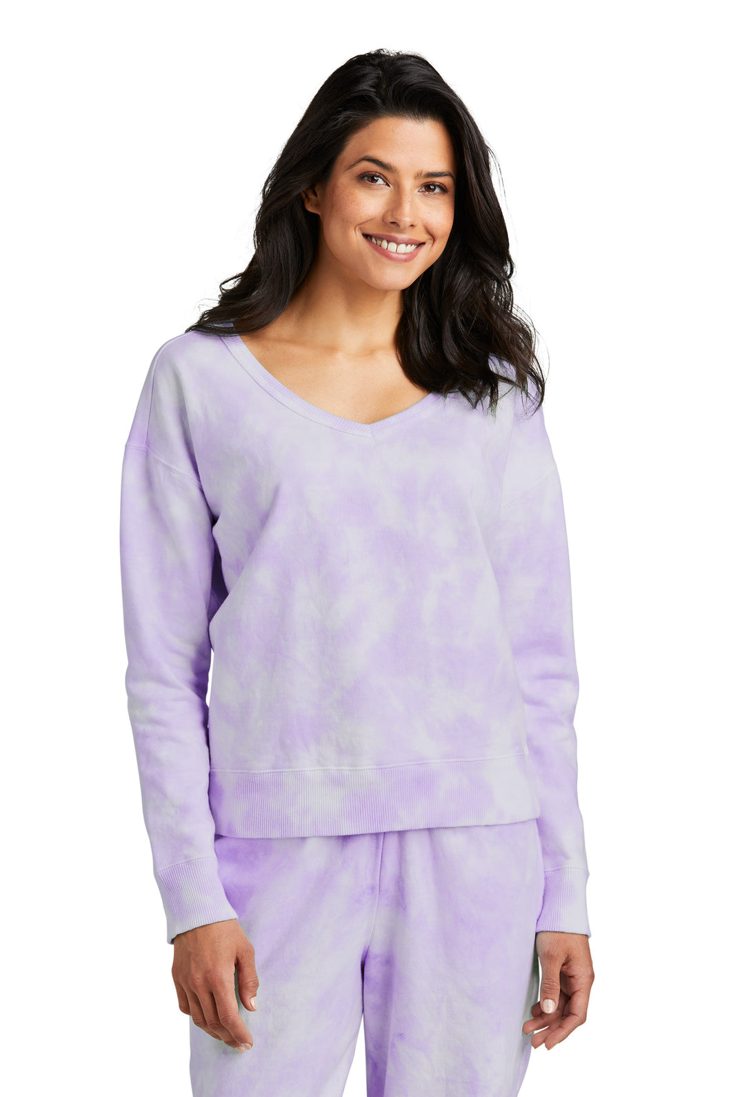 Port & Coâ„¢ Women's Beach WashÂ® Cloud Tie-Dye V-Neck Sweatshirt LPC140V