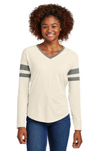 Sport-Tek?? Women's Halftime Stripe Long Sleeve V-Neck Tee LST6043