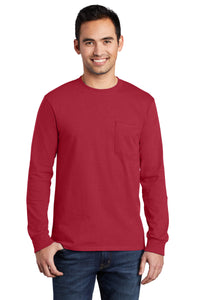 Port & Company? - Long Sleeve Essential Pocket Tee.  PC61LSP