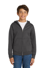 Port & Coƒ?› Youth Core Fleece Full-Zip Hooded Sweatshirt.  PC90YZH