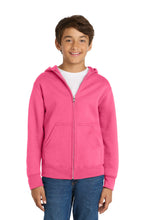 Port & Coƒ?› Youth Core Fleece Full-Zip Hooded Sweatshirt.  PC90YZH